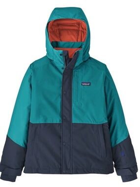 Patagonia Kids Teal, Navy & Orange Hooded Insulated Jacket